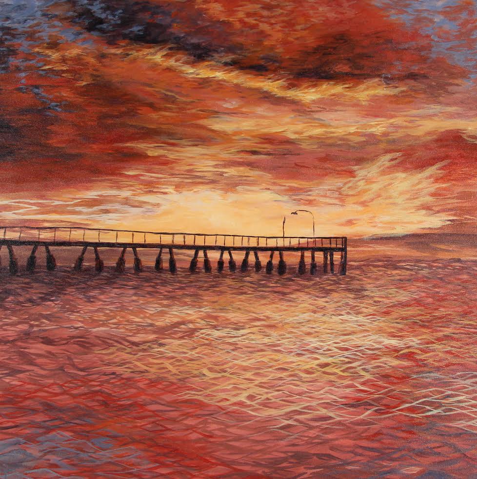 Sunset Boardwalk Megan Evans 3.3 x 3.5 Acrylic 700$